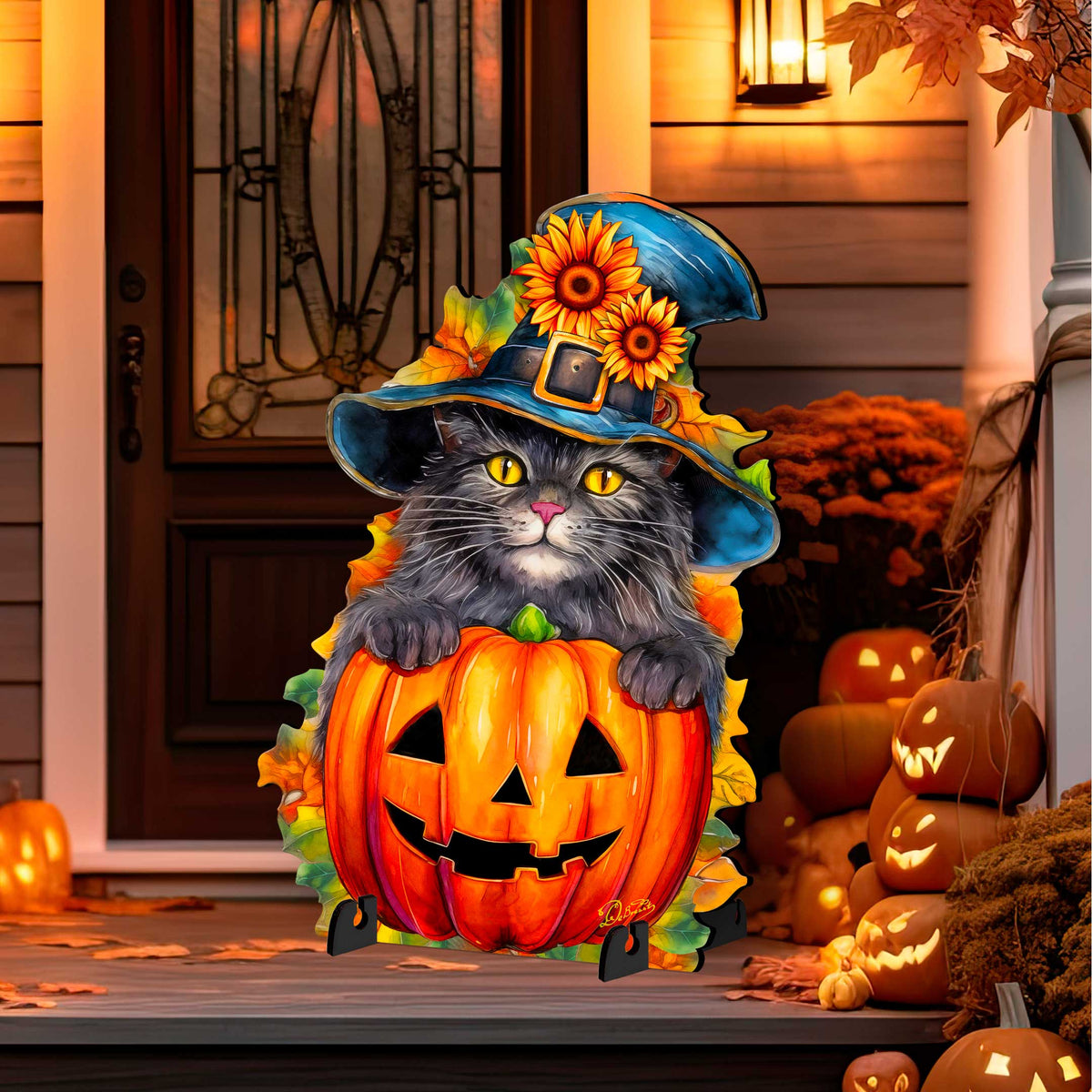 Halloween Black Cat Freestanding Decor - Halloween Outdoor Decor by G. Debrekht - Halloween Decor- 8652794F - Grab & Glow