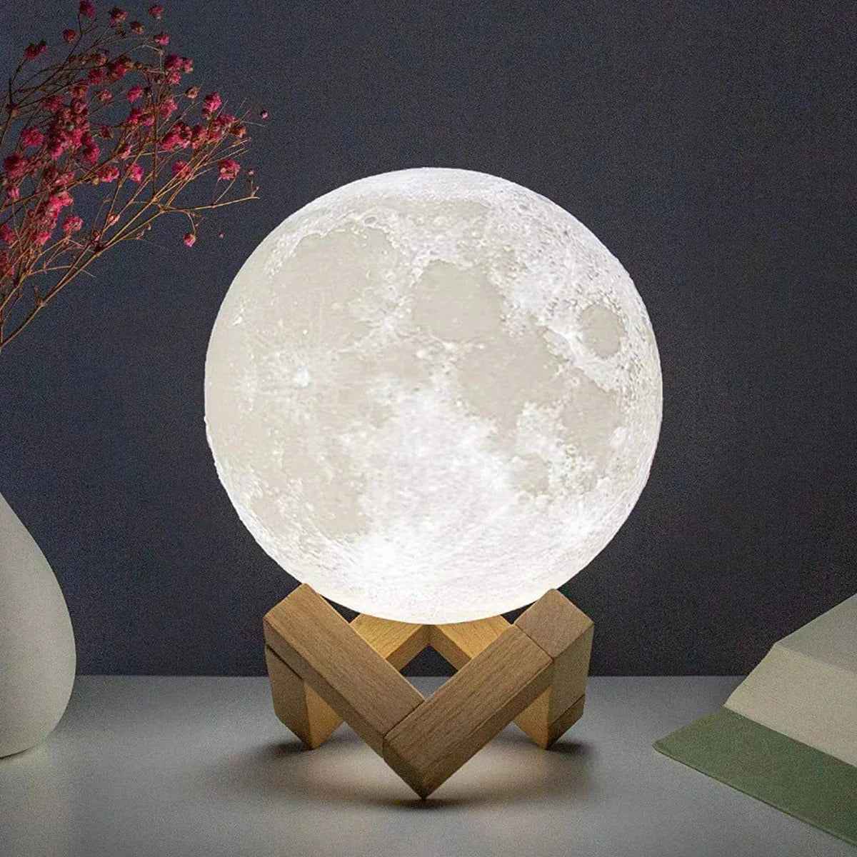 D5 Starry Moon Lamp 8Cm - LED Night Light with Stand, Perfect for Bedroom Decor and Gifts - Grab & Glow