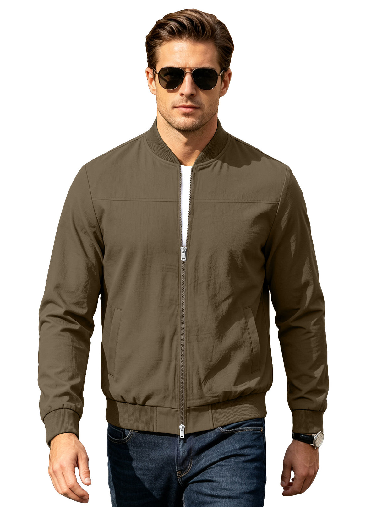 Men's Zip-up Long-sleeve Cardigan - Grab & Glow