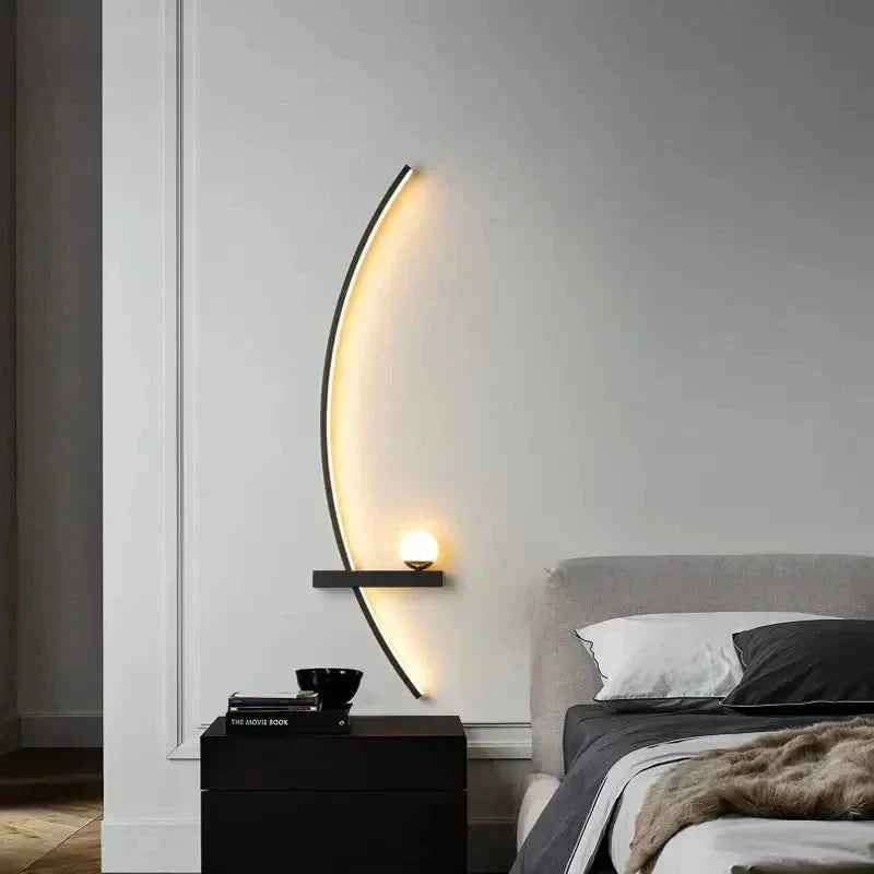 Modern LED Wall Lamp – Minimalist Art Design for Bedroom, Living Room, and Bathroom, Gold/Black - Grab & Glow