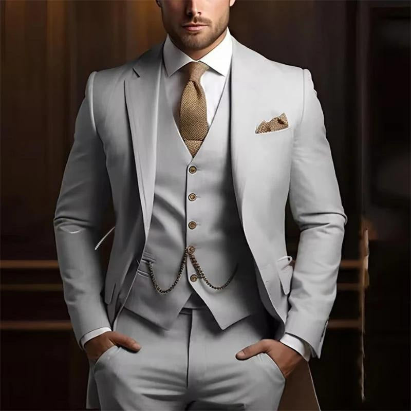 Men's High-grade Gentleman Temperament Slim Suit Three-piece Suit - Grab & Glow