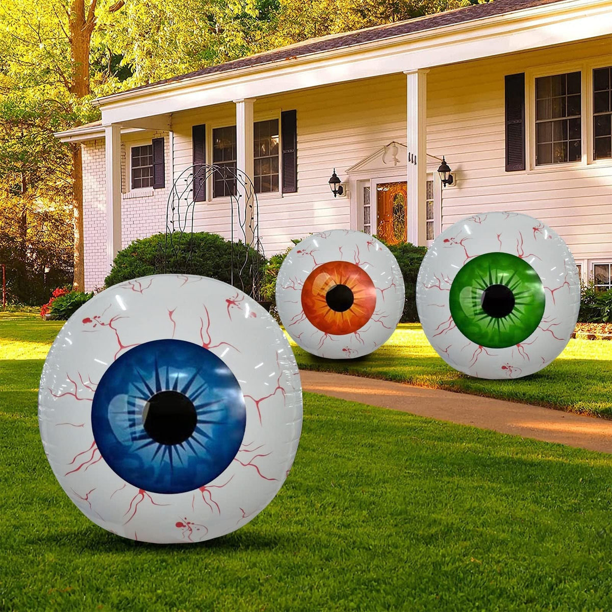 Halloween Inflatable Eyeball Balloons — Bloodshot Foil Balloon Party Decorations - Grab & Glow