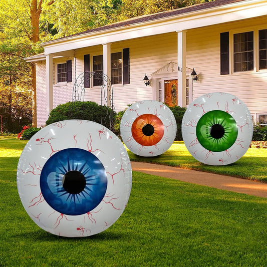 Halloween Inflatable Eyeball Balloons — Bloodshot Foil Balloon Party Decorations - Grab & Glow