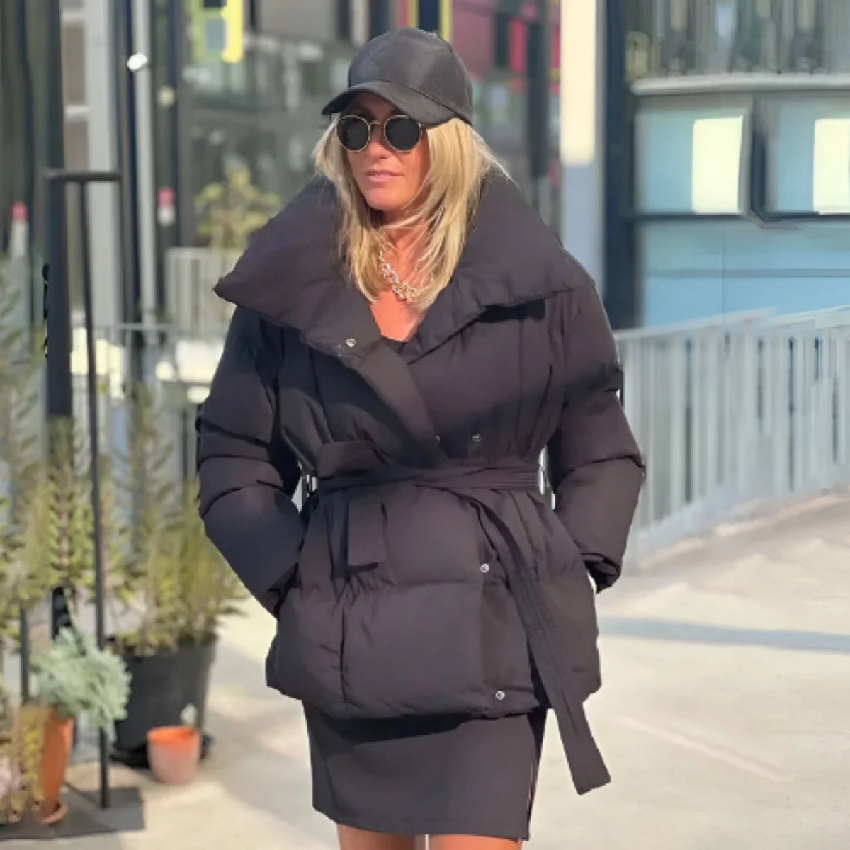 Winter Thickened Jacket Fashion Lapel Cotton Coat With Belt Warm Casual Top Outwear Women's Clothing - Grab & Glow