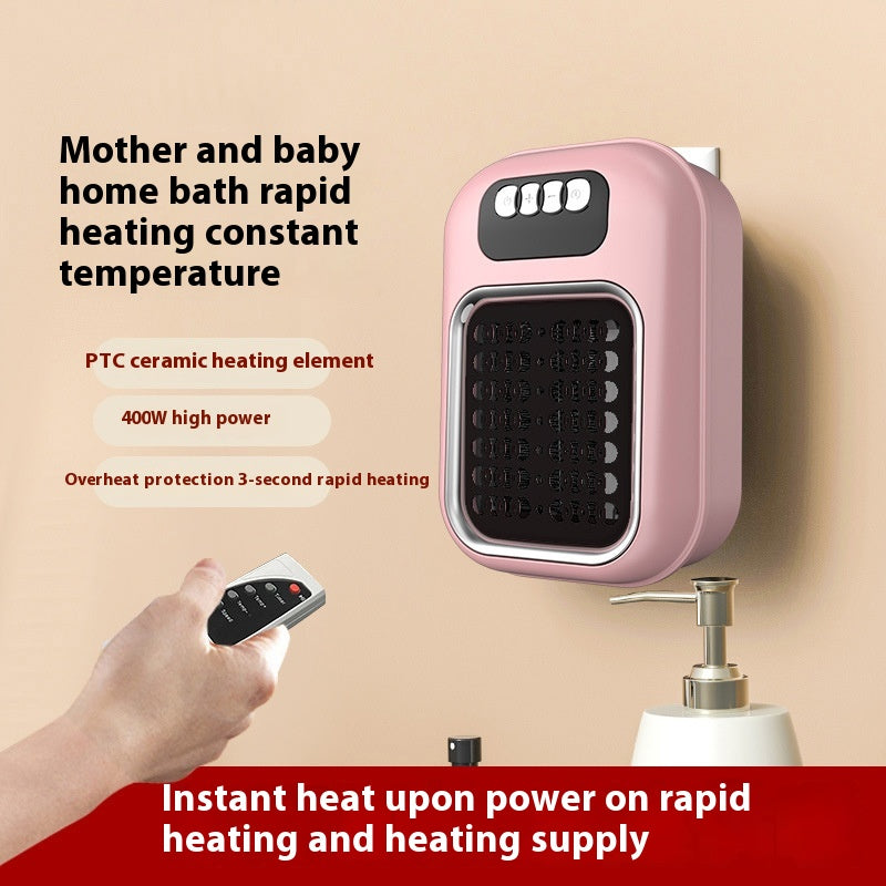 Wall Mounted Portable Small Electric Heater With Remote Control, Adjustable Silent Thermostat Suitable For Winter Home Offices Bathroom - Grab & Glow
