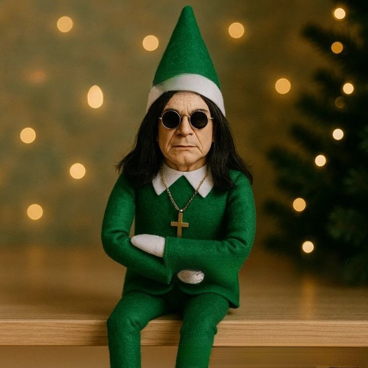 Fashion Ozzy Christmas Elf Doll Xmas Trees Decoration Ornaments Music Godfather Classic Sitting Posture Noel Elf Plush Toys - Grab & Glow