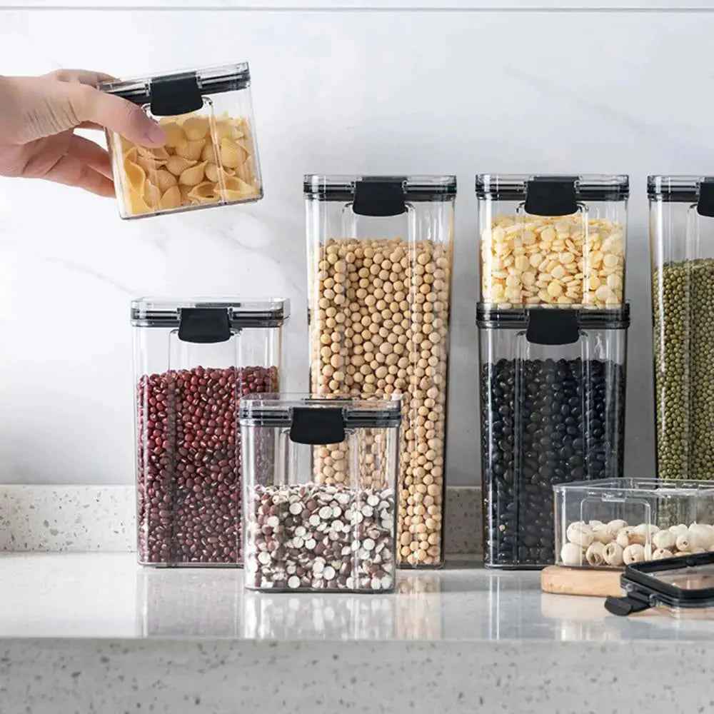 Multipurpose Food Storage Containers Set - Clear Jars with Lids for Cereal, Candy, and Dry Goods - Grab & Glow