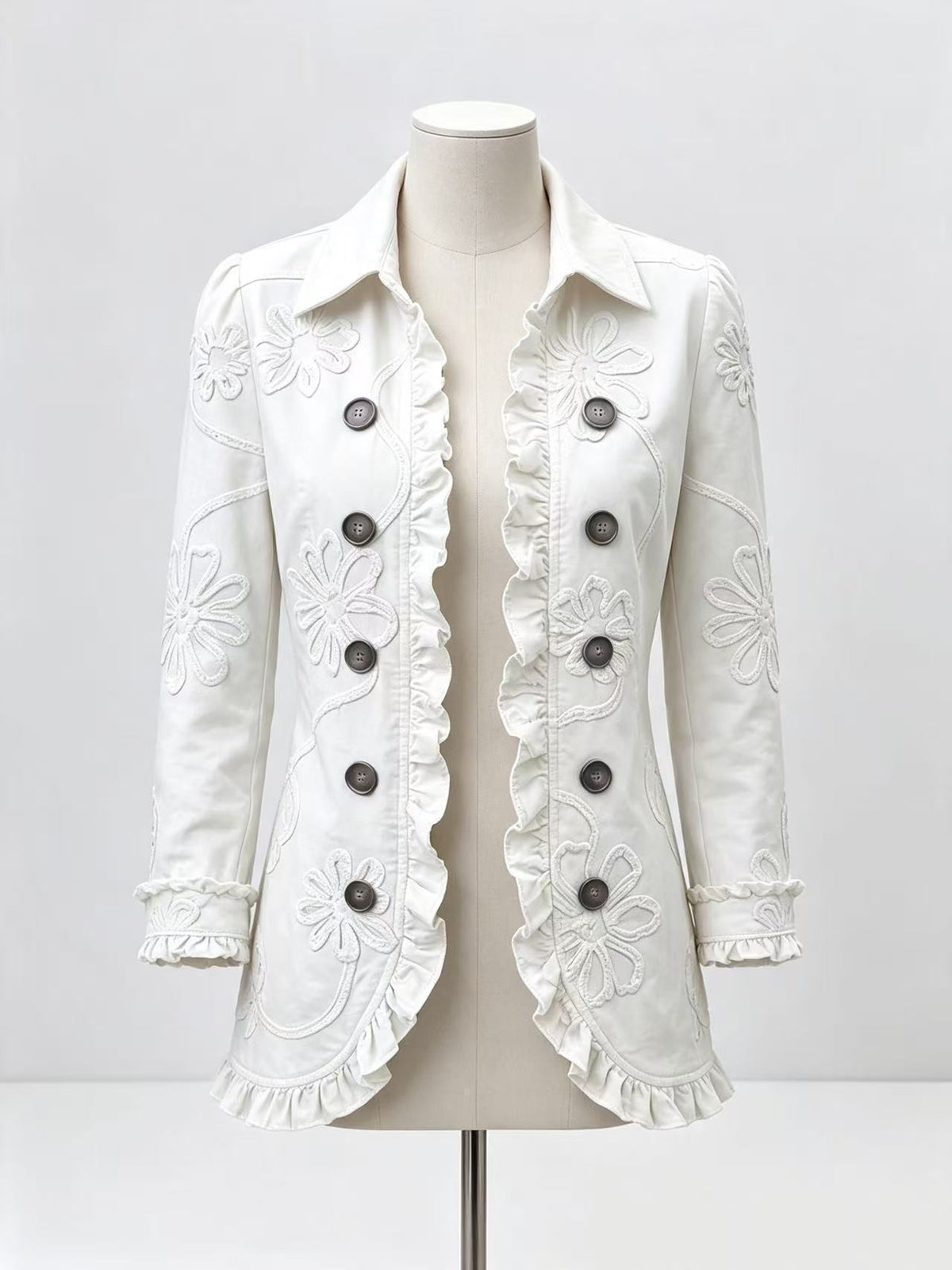 Ruffled Jacket Solid Color Pleated Lapel Blazer Women's Fashion Casual Printed Suit Jacket Office Wear Clothing - Grab & Glow