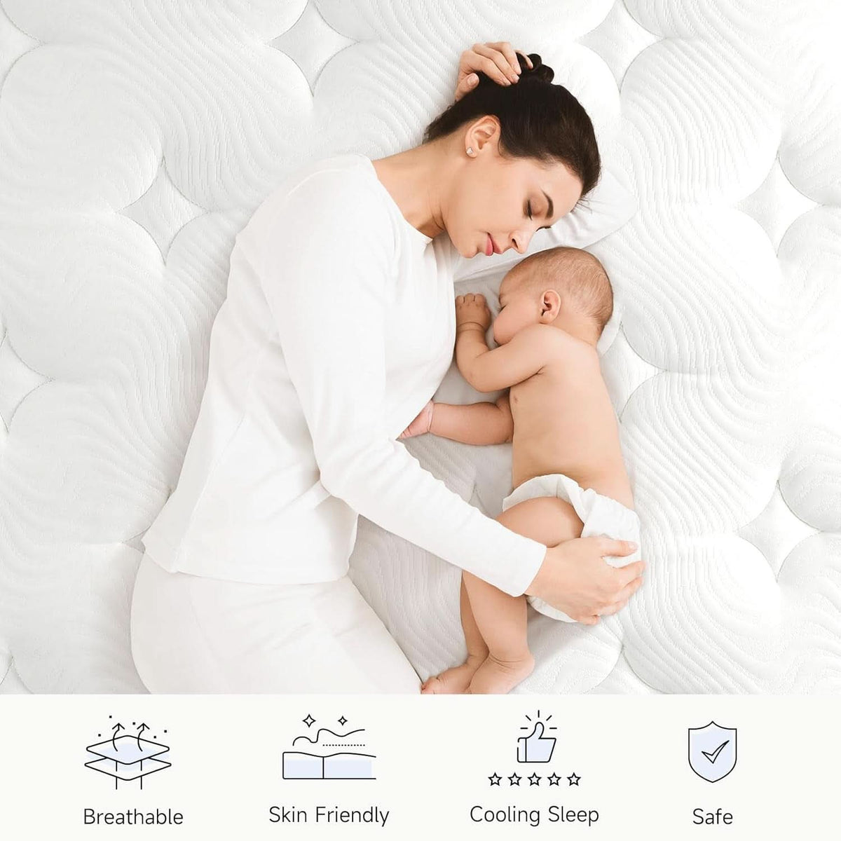 Twin XL 12Inch Hybrid Breathable MemoryFoam Pocket Springs Mattress - Grab & Glow