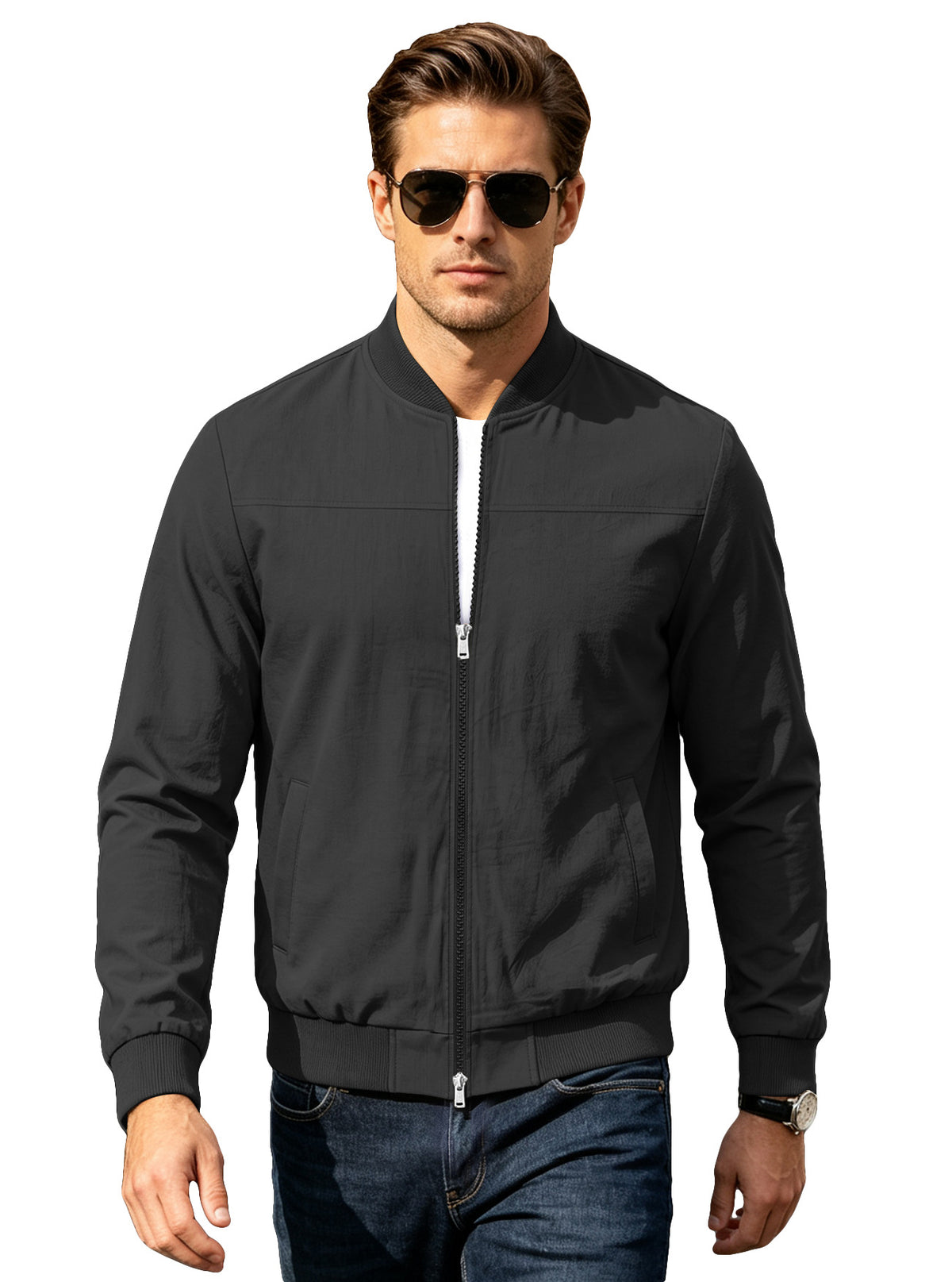 Men's Zip-up Long-sleeve Cardigan - Grab & Glow