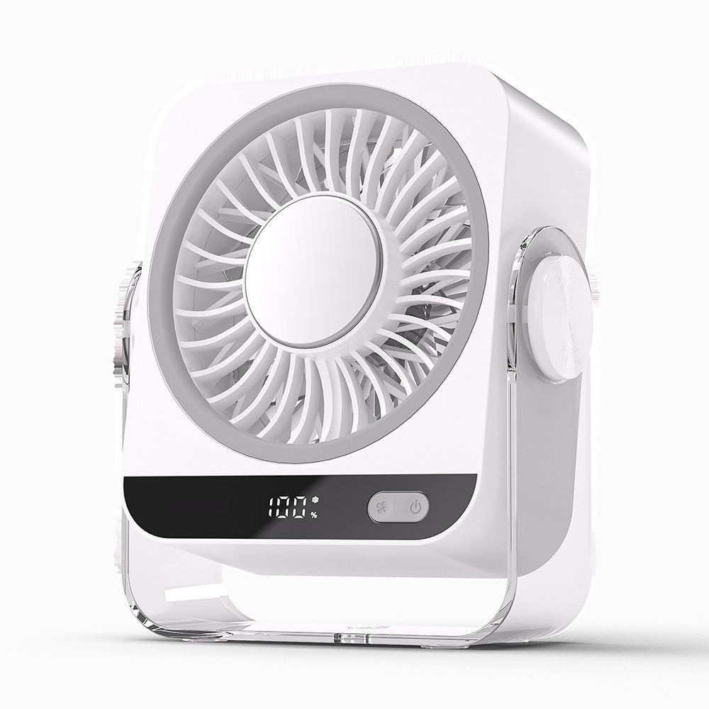 Rechargeable USB Desk Fan With Cooling Function 5 Speeds Quiet Portable Fan With Digital Display For Bedroom Office Travel - Grab & Glow