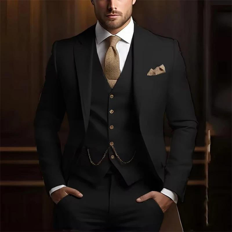 Men's High-grade Gentleman Temperament Slim Suit Three-piece Suit - Grab & Glow