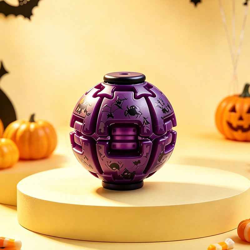 Halloween Pumpkin Press-and-Spin Glowing Night Light Gyro Stress-Relief Toy - Grab & Glow