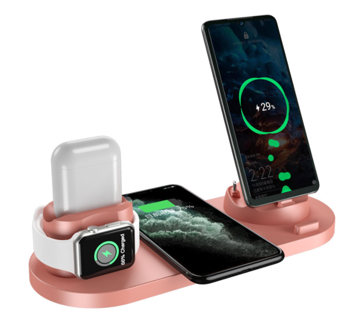 Wireless Charger For IPhone Fast Charger For Phone Fast Charging Pad For Phone Watch 6 In 1 Charging Dock Station - Grab & Glow