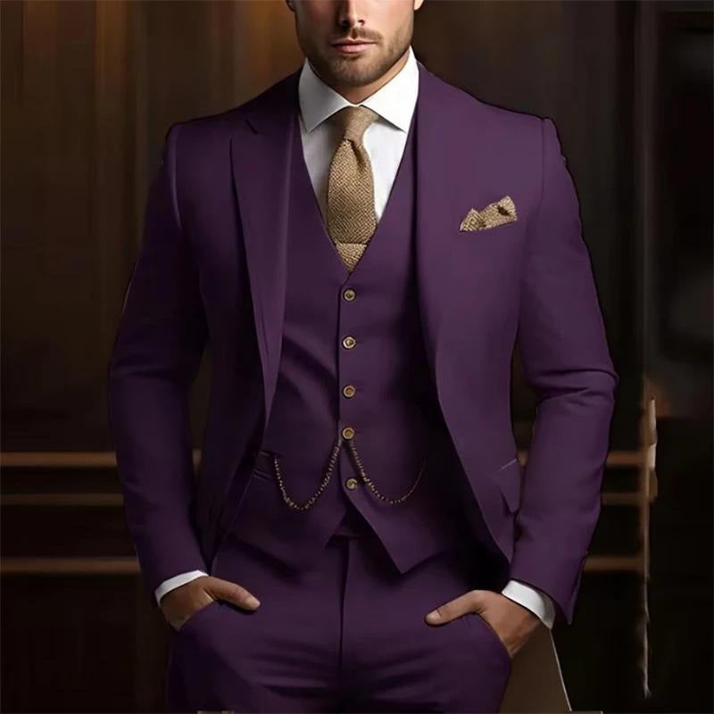 Men's High-grade Gentleman Temperament Slim Suit Three-piece Suit - Grab & Glow