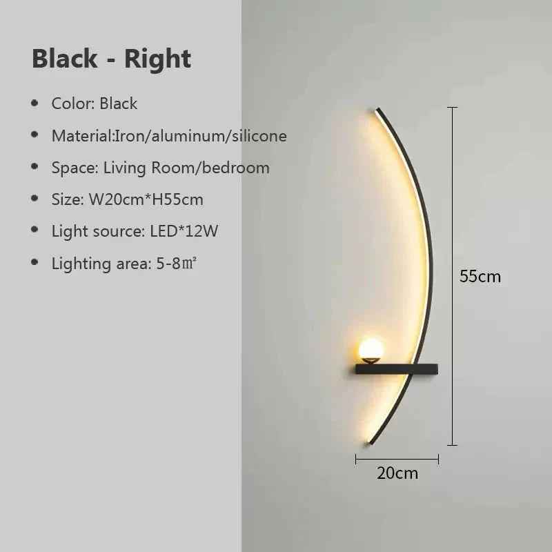 Modern LED Wall Lamp – Minimalist Art Design for Bedroom, Living Room, and Bathroom, Gold/Black - Grab & Glow