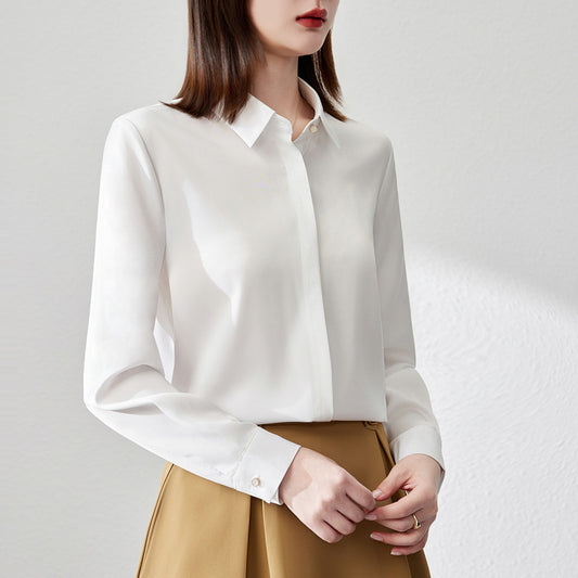 Graceful Satin Top OL Business Clothing Shirt For Women - Grab & Glow