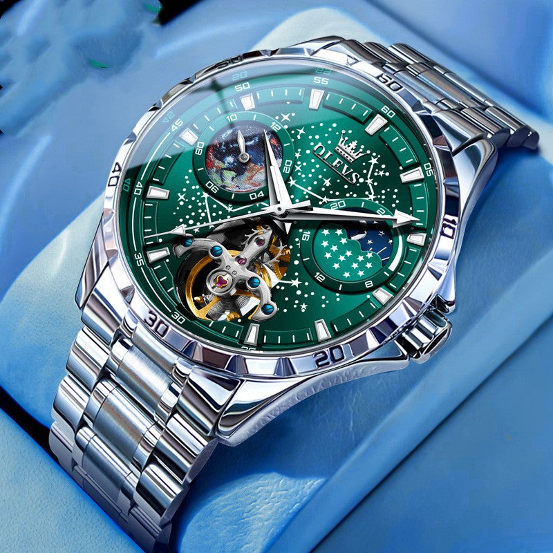 Fashion Starry Sky Mechanical Watch Business Hollow Waterproof Men - Grab & Glow