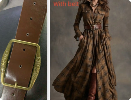 Plaid Print Long-Sleeve Shirt Dress - Grab & Glow