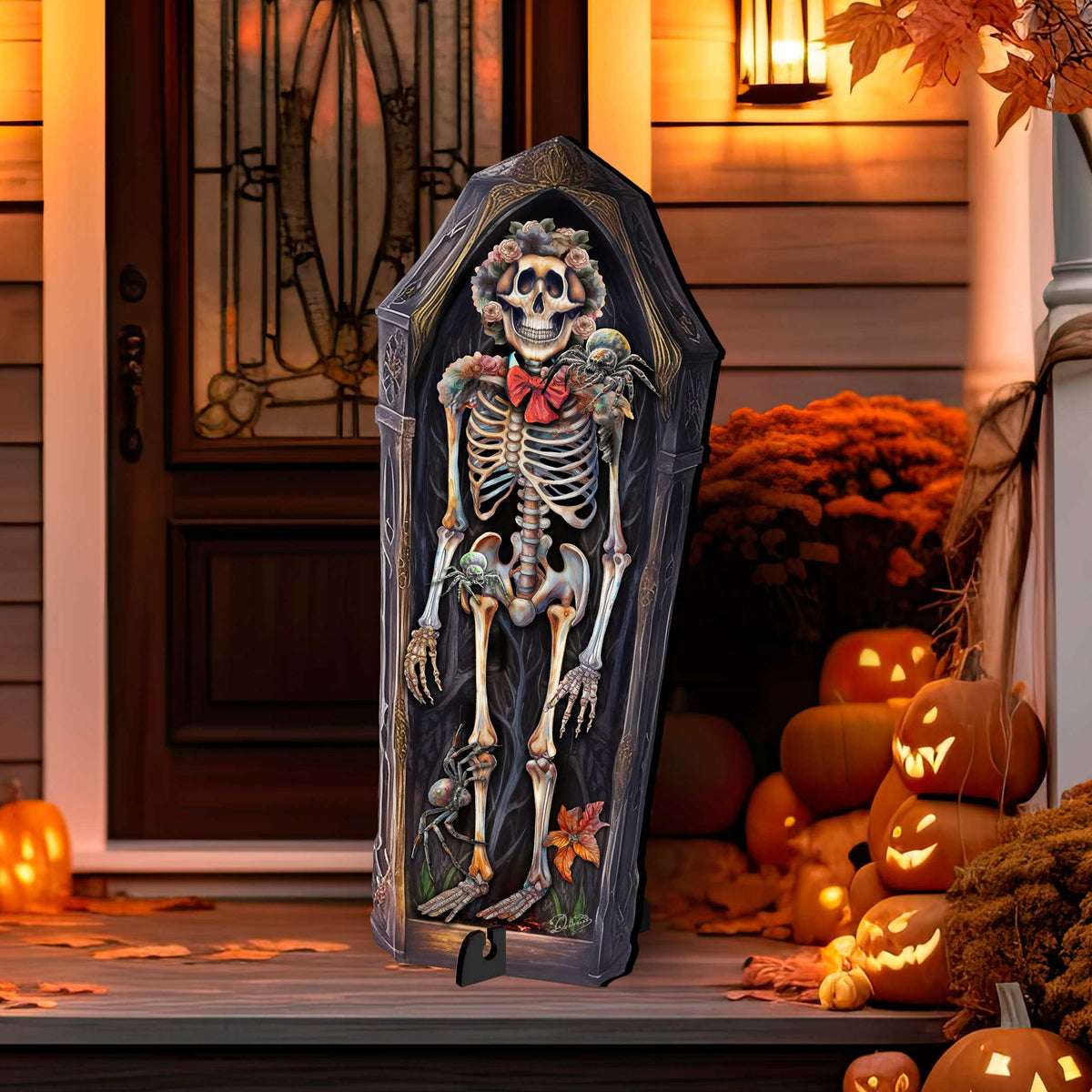 Halloween Skeleton Coffin Freestanding Decor - Halloween Garden Decor by G. Debrekht - Halloween Decor- 8652797F - Grab & Glow