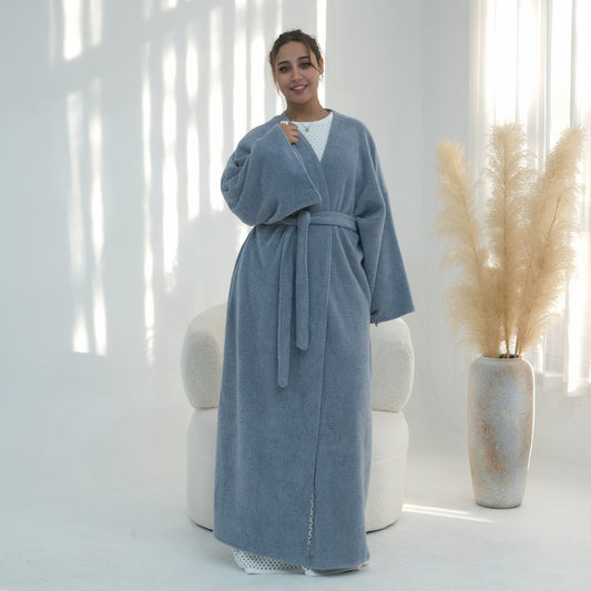 Women's Thick Solid-color Knitted Robe Cardigan - Grab & Glow