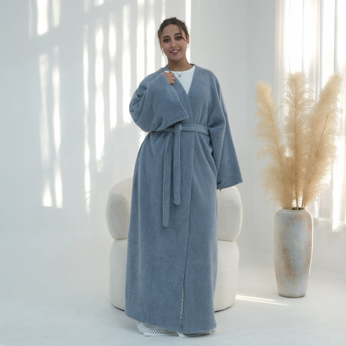 Women's Thick Solid-color Knitted Robe Cardigan - Grab & Glow
