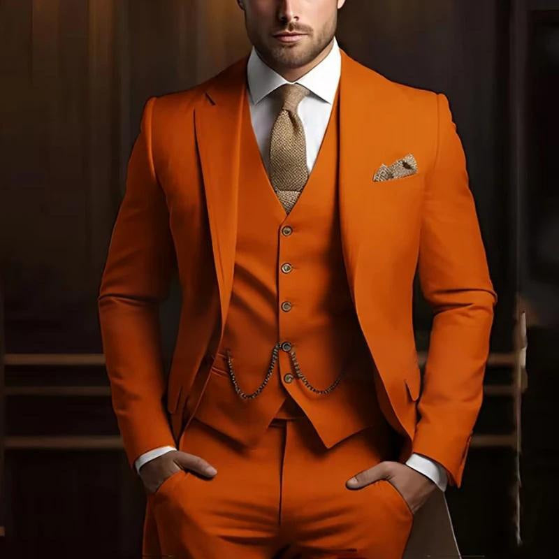 Men's High-grade Gentleman Temperament Slim Suit Three-piece Suit - Grab & Glow