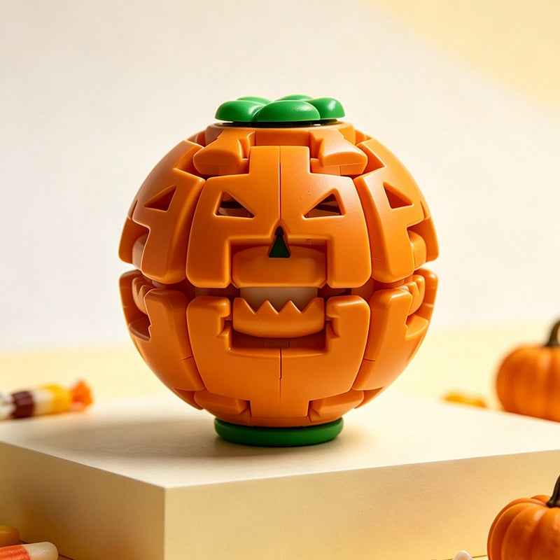 Halloween Pumpkin Press-and-Spin Glowing Night Light Gyro Stress-Relief Toy - Grab & Glow