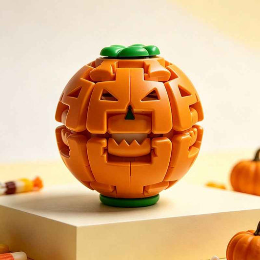 Halloween Pumpkin Press-and-Spin Glowing Night Light Gyro Stress-Relief Toy - Grab & Glow
