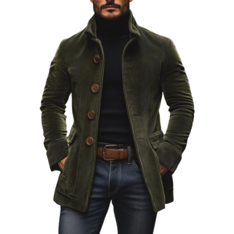 Men's Jacket Winter Stand Collar Button-up Coat Casual Blazer Outerwear Clothing - Grab & Glow