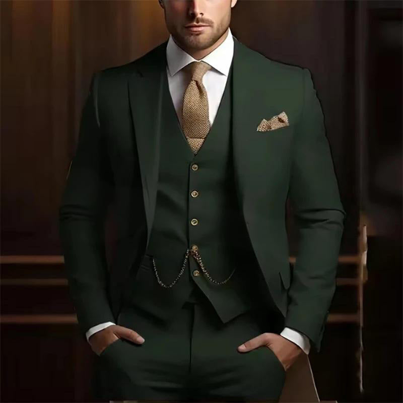Men's High-grade Gentleman Temperament Slim Suit Three-piece Suit - Grab & Glow