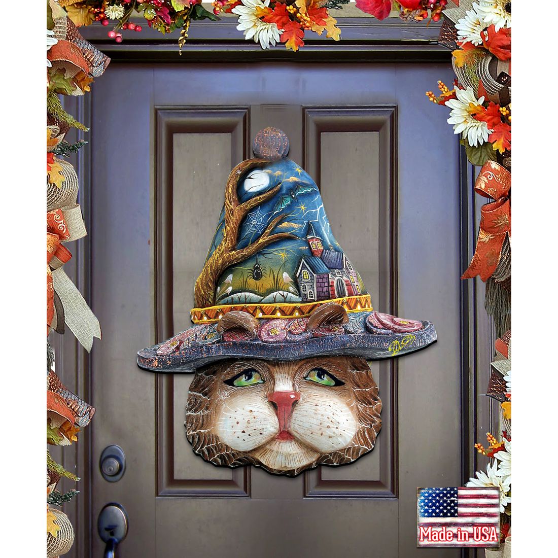 Halloween Eve Cat Halloween Door Decor by G. DeBrekht - Thanksgiving Halloween Decor - 8161039H - Grab & Glow