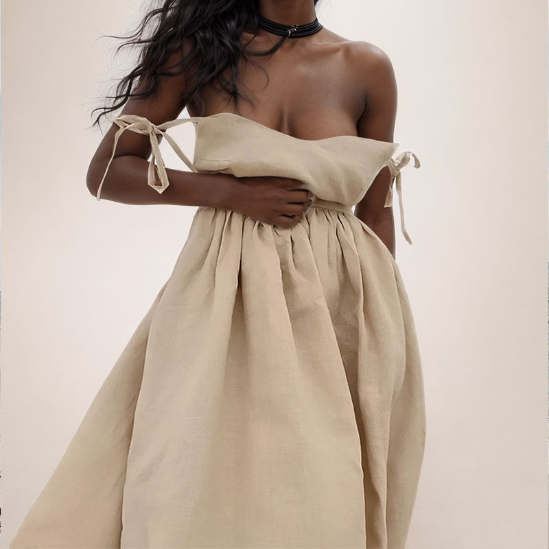 Summer V-neck Suspender Split Dress Fashion Backless High Waist Long Dress For Women Clothing - Grab & Glow