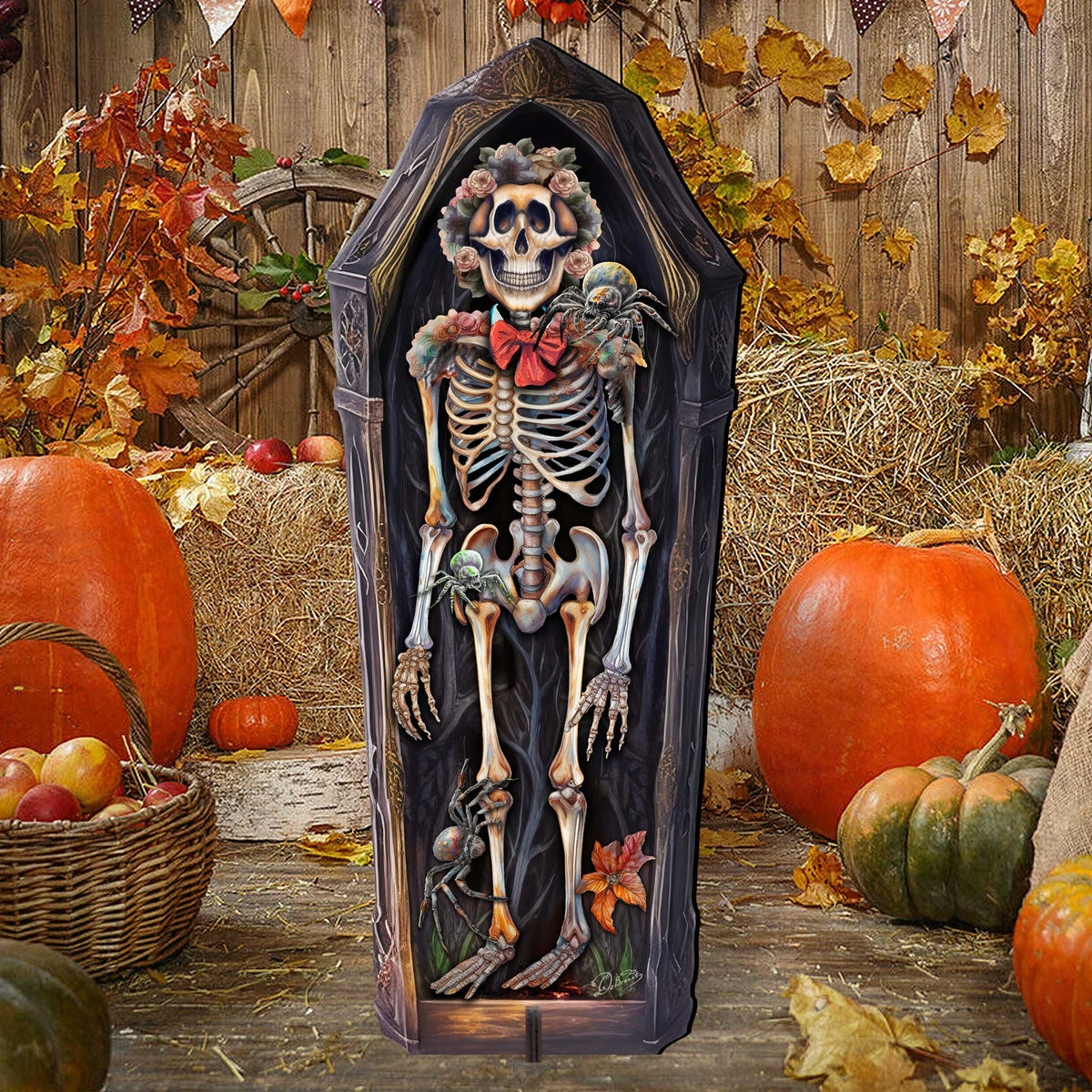 Halloween Skeleton Coffin Freestanding Decor - Halloween Garden Decor by G. Debrekht - Halloween Decor- 8652797F - Grab & Glow