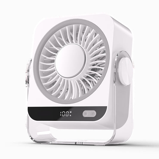Rechargeable USB Desk Fan With Cooling Function 5 Speeds Quiet Portable Fan With Digital Display For Bedroom Office Travel - Grab & Glow