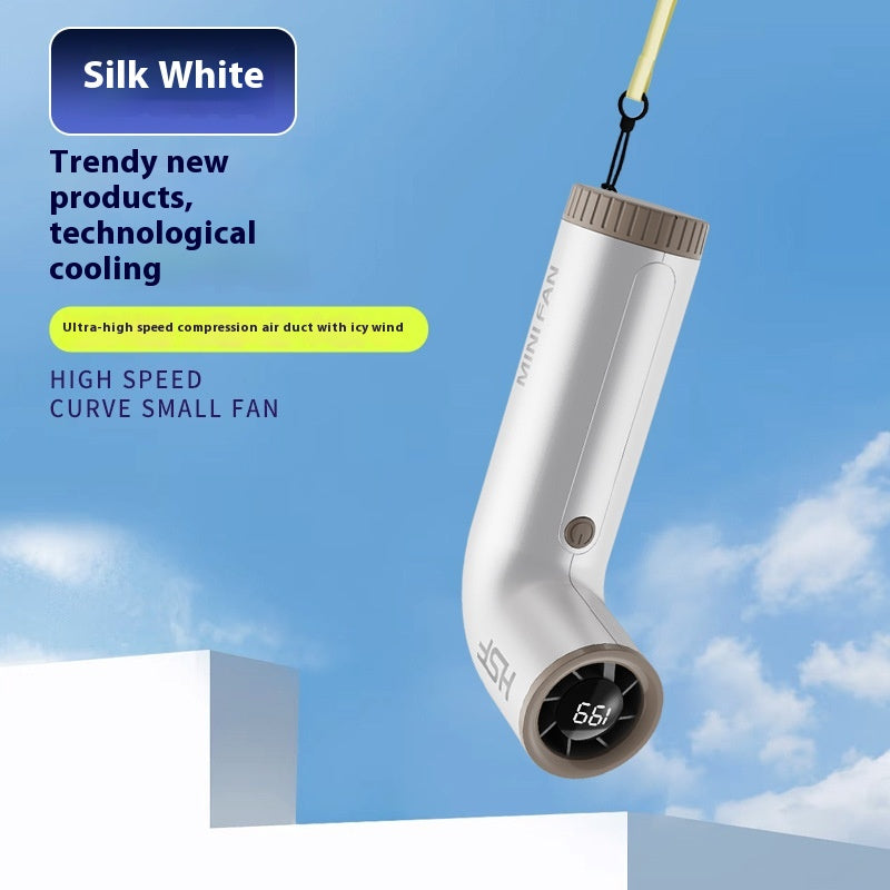 High-speed Portable Fan Little Turbine Digital Display Charging Long Endurance Portable Fan Rechargeable Strong Wind 199 Gear Speed Electric Adjustable Turbo Handheld Fan - Grab & Glow