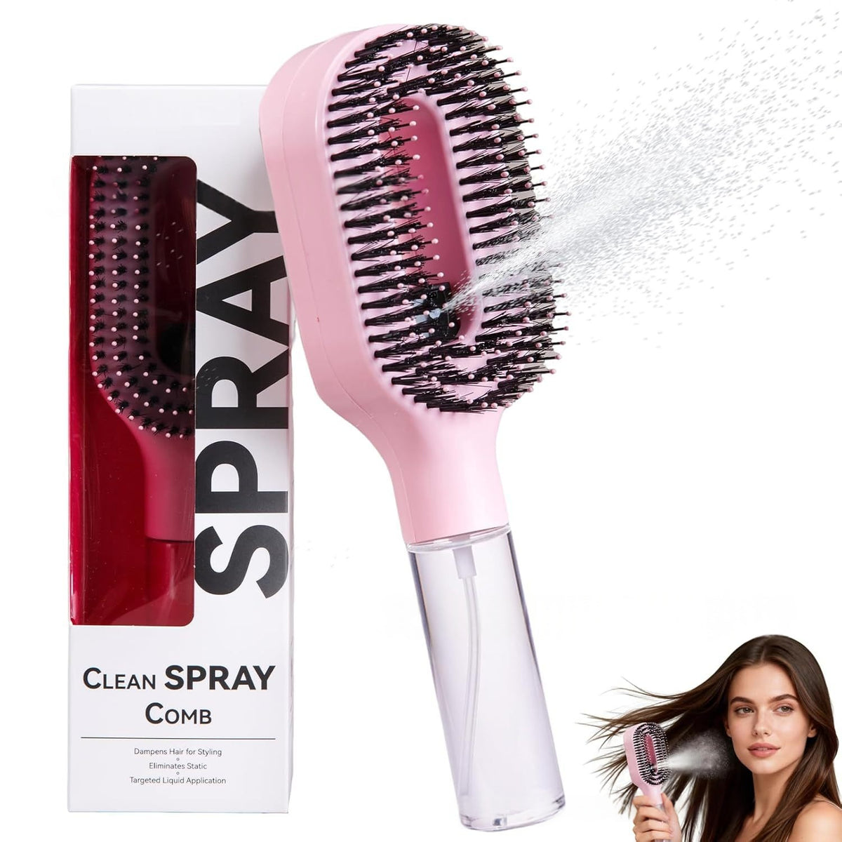 2in1 Sprayer Comb Detangling Scalp Massage Hairbrush With Spray Bottle Essential Oil Water Mist Spray Brush Anti-static Summer - Grab & Glow