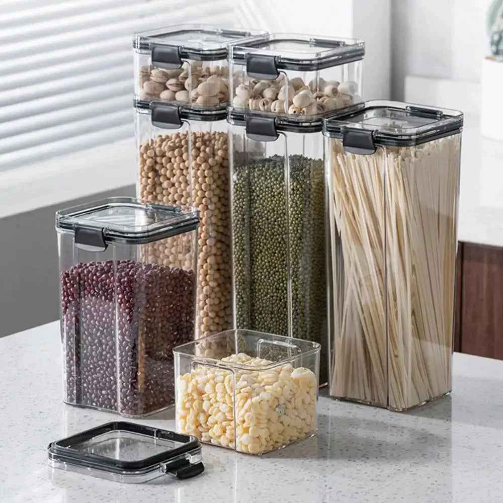 Multipurpose Food Storage Containers Set - Clear Jars with Lids for Cereal, Candy, and Dry Goods - Grab & Glow
