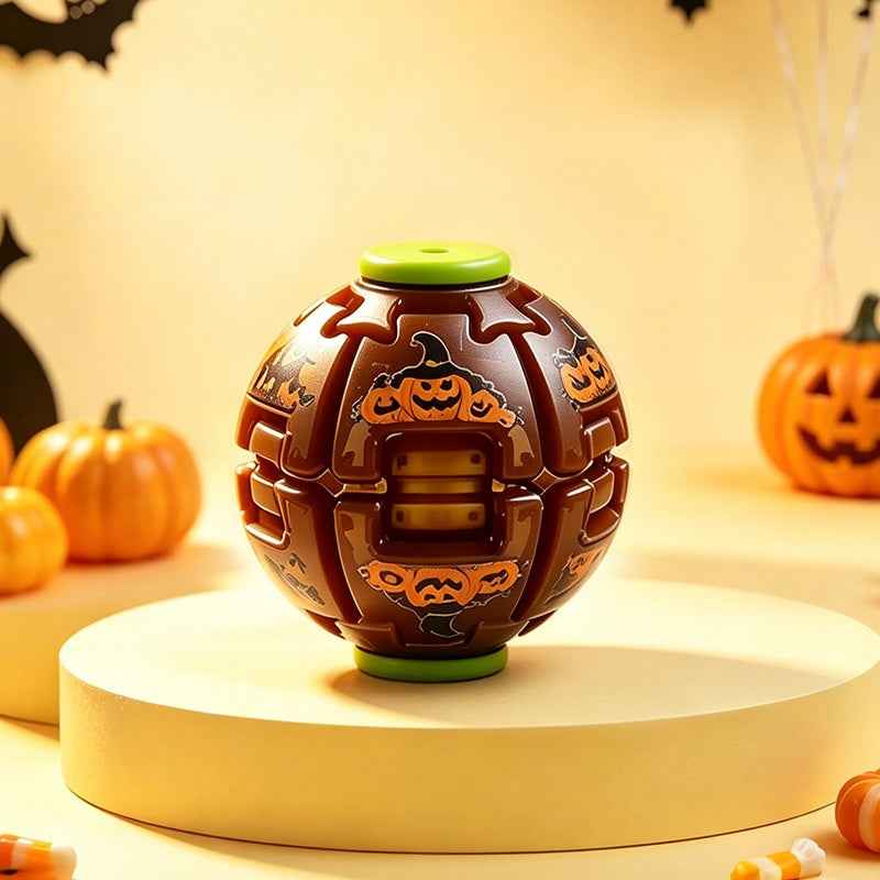 Halloween Pumpkin Press-and-Spin Glowing Night Light Gyro Stress-Relief Toy - Grab & Glow