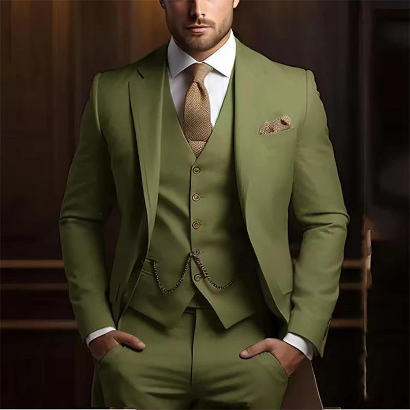 Men's High-grade Gentleman Temperament Slim Suit Three-piece Suit - Grab & Glow