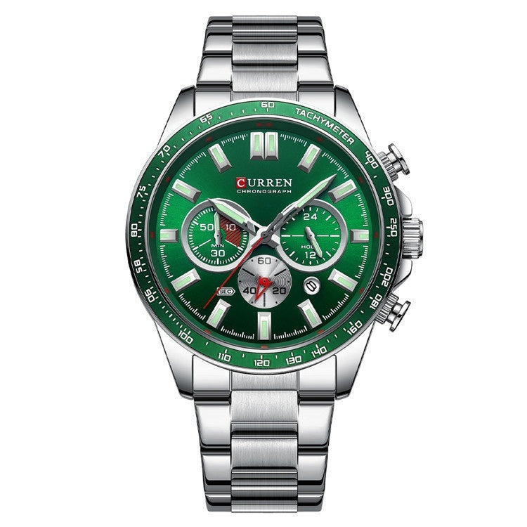 Men's Waterproof Calendar Steel Belt Quartz Watch - Grab & Glow
