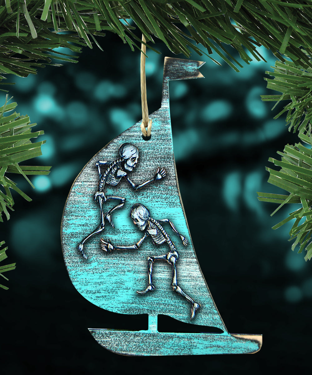 Halloween Skeletons Sailboat Wooden Ornaments - Thanksgiving Halloween Decor - 8199524-2 - Grab & Glow