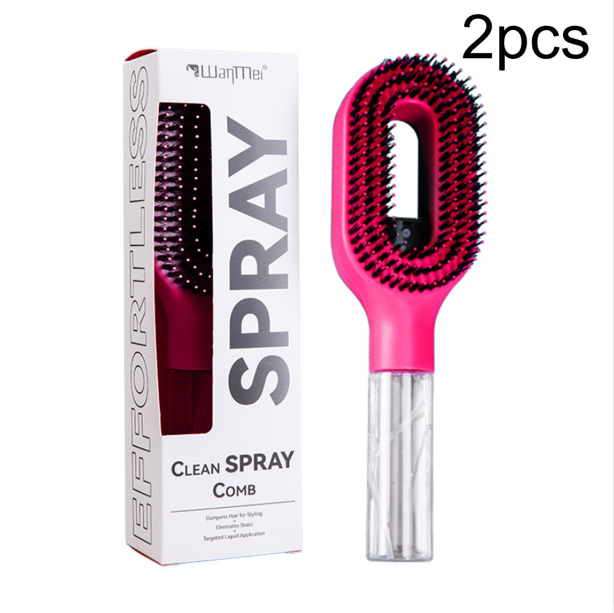 2in1 Sprayer Comb Detangling Scalp Massage Hairbrush With Spray Bottle Essential Oil Water Mist Spray Brush Anti-static Summer - Grab & Glow
