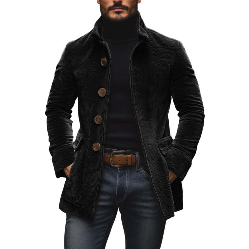 Men's Jacket Winter Stand Collar Button-up Coat Casual Blazer Outerwear Clothing - Grab & Glow