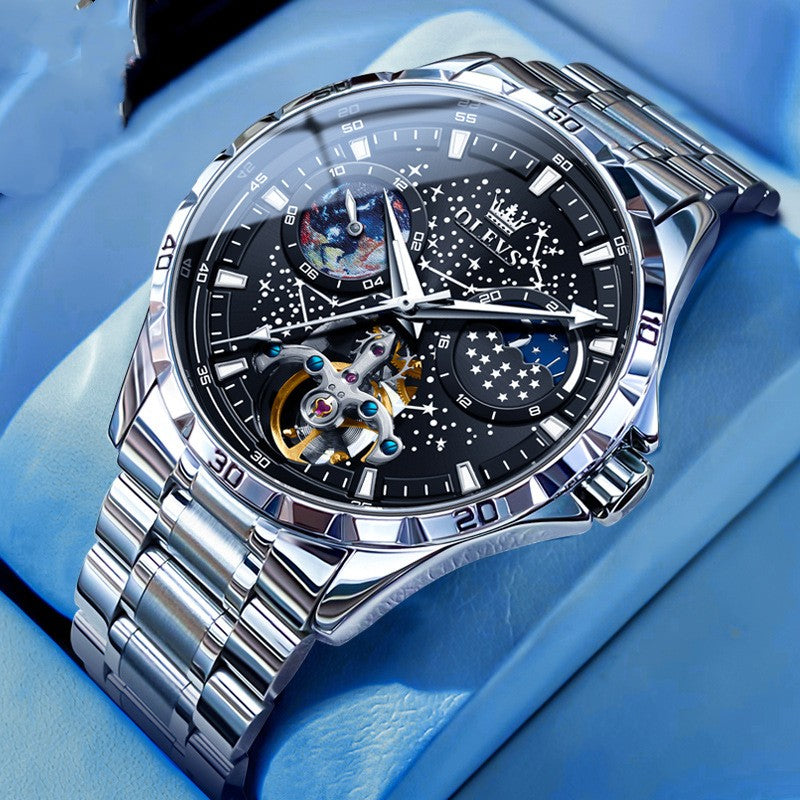 Fashion Starry Sky Mechanical Watch Business Hollow Waterproof Men - Grab & Glow