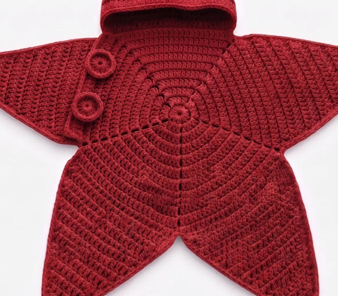 Crocheted Star-shaped Bodysuit Starfish Baby Sleeping Bag Newborn Baby Boy Girl Kids Cartoon Hooded Romper Jumpsuit Bodysuit Clothes Outfits Long Sleeve Playsuit Toddler One Piece Outfit - Grab & Glow
