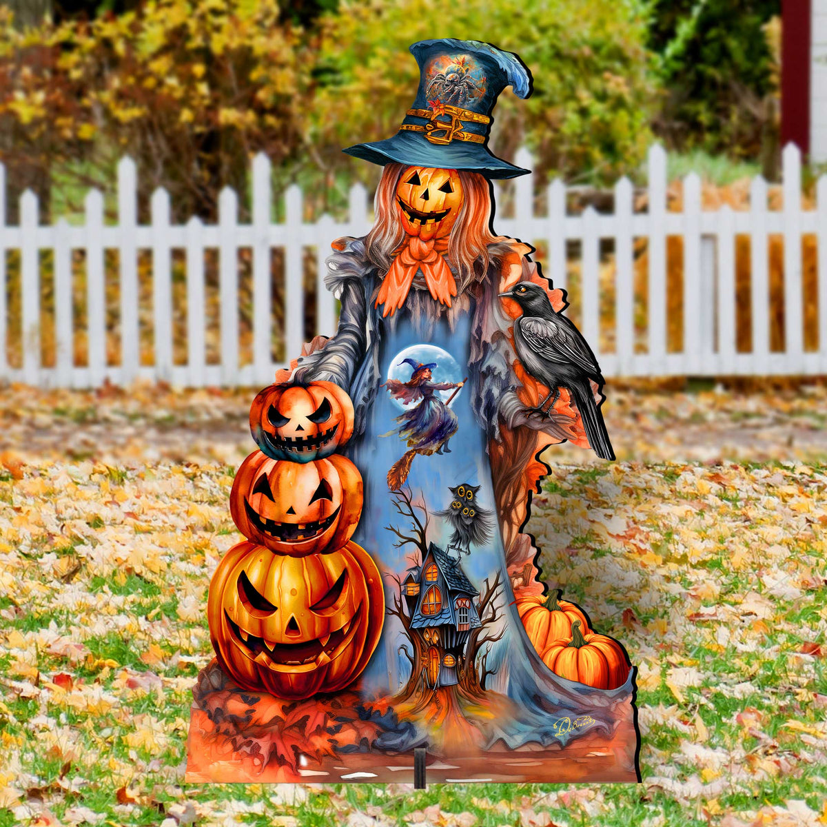 Halloween Pumpkin Scarecrow Freestanding Decor - Halloween Garden Decor by G. Debrekht - Halloween Decor- 8652796F - Grab & Glow