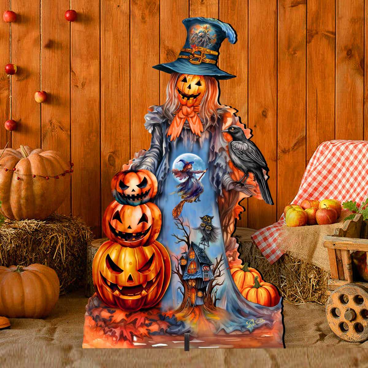 Halloween Pumpkin Scarecrow Freestanding Decor - Halloween Garden Decor by G. Debrekht - Halloween Decor- 8652796F - Grab & Glow