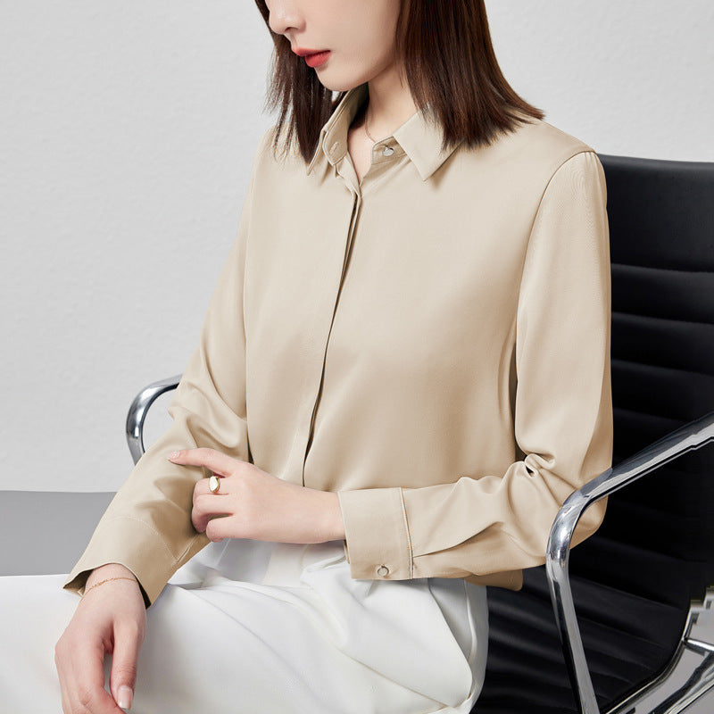 Graceful Satin Top OL Business Clothing Shirt For Women - Grab & Glow