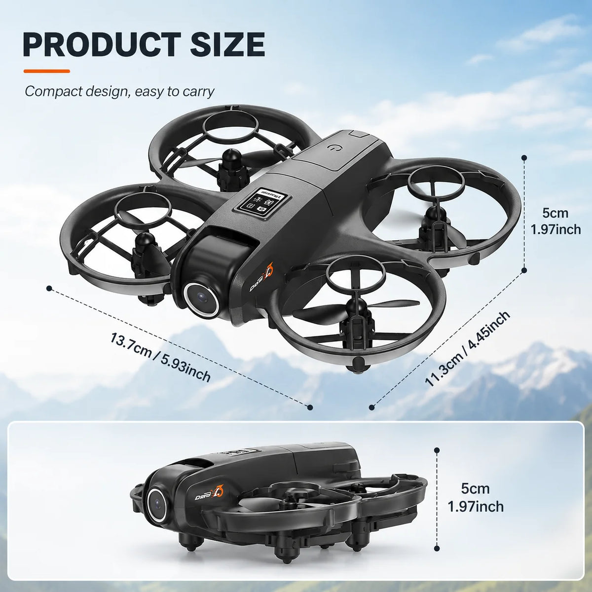 ZNLYRION Mini Full Protective Drone YL3PK With 2.4 Inch Screen Remote Dual Camera Optical Flow Hover 2 Batteries Indoor RC Quadcopter - Grab & Glow